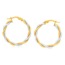 Load image into Gallery viewer, 9ct Yellow &amp; White Gold Hoop Earrings twin tube twist