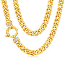 Load image into Gallery viewer, 9ct Yellow Gold Zirconia Curb Chain