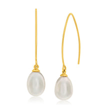 Load image into Gallery viewer, 9ct Yellow Gold Fresh Water Pearl Long Drop Earrings