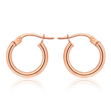 Load image into Gallery viewer, 9ct Rose Gold Plain 10mm Hoop Earrings European made
