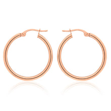 Load image into Gallery viewer, 9ct Rose Gold Plain 20mm Hoop Earrings European made