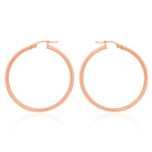 Load image into Gallery viewer, 9ct Rose Gold Plain 30mm Hoop Earrings European made