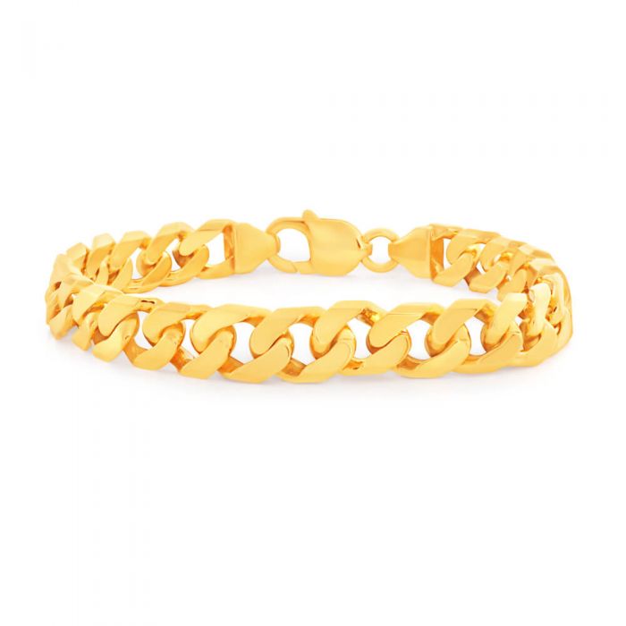 9ct Yellow Gold Solid Heavy Curb Bracelet - 19mm - 8.25