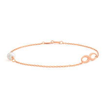 Load image into Gallery viewer, 9ct Rose Gold 19cm Freshwater Pearl and Infinity Bracelet