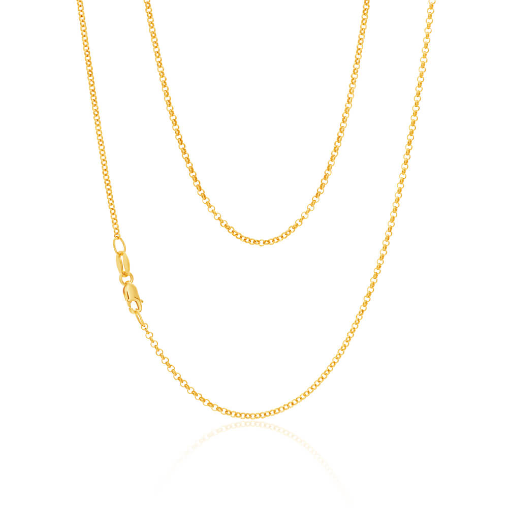 9ct Yellow Solid Gold 1.6mm Belcher Chain 45cm
