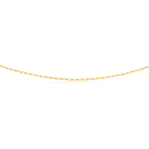 9ct Yellow Solid Gold Figaro 1:1 Diamond Cut 40 gauge 60cm Chain