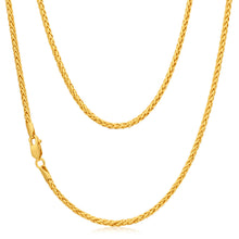 Load image into Gallery viewer, 9ct Yellow Gold wheat diamond cut 50cm 50gauge chain