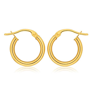 9ct Yellow Gold Plain Hoop 10mm European made