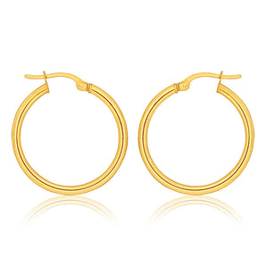 9ct Yellow Gold Plain Hoop 20mm European made