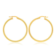 Load image into Gallery viewer, 9ct Yellow Gold Plain Hoops 30mm European made