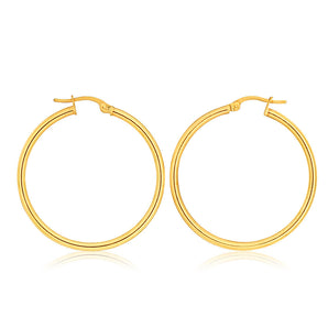 9ct Yellow Gold Plain 30mm Hoop Earring