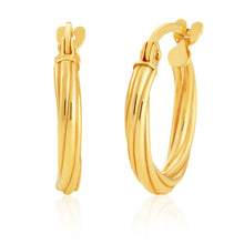 Load image into Gallery viewer, 9ct Yellow Gold 10mm Hoop Earrings with twist European Made