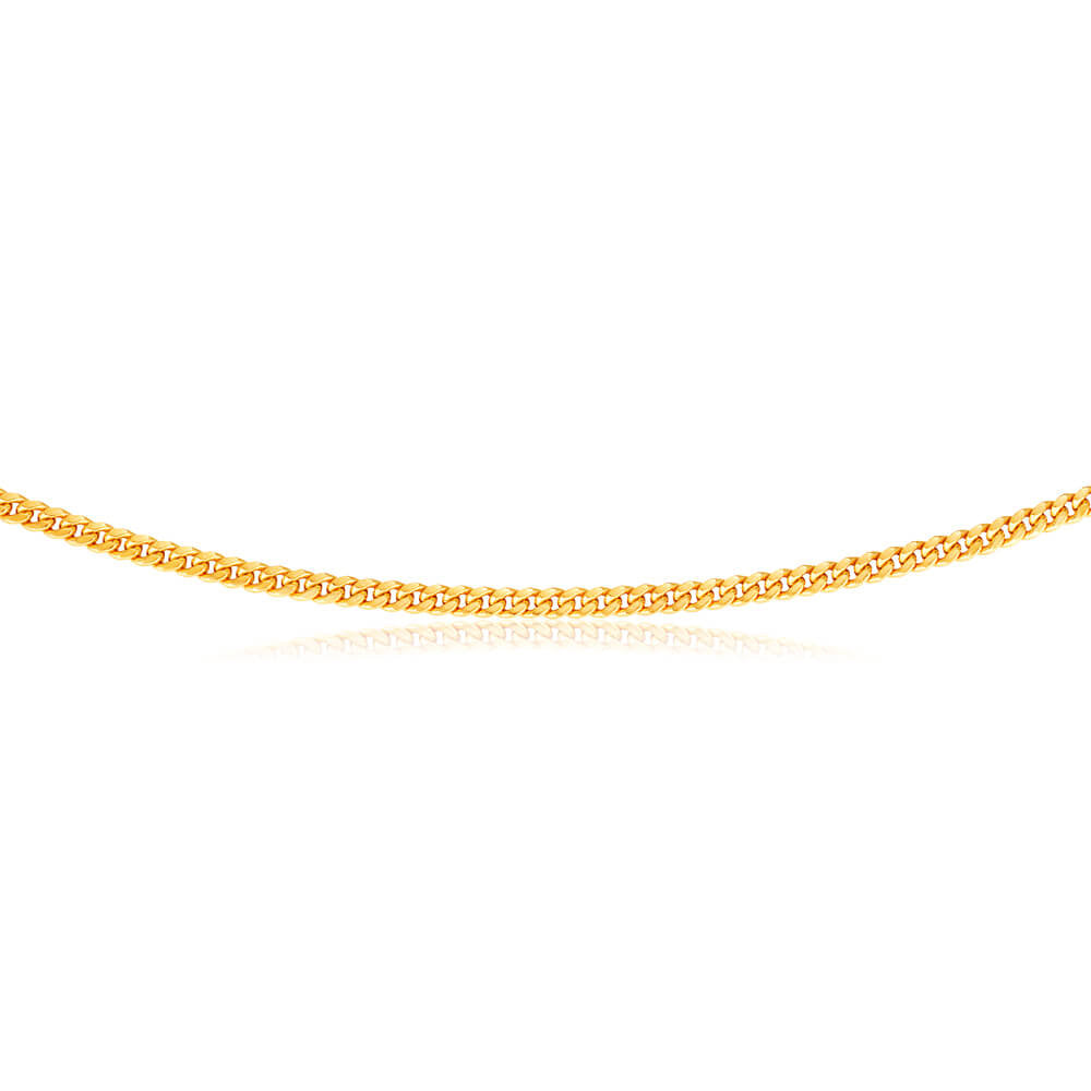9ct Yellow Gold Curb Hollow 45cm Chain in 80 gauge