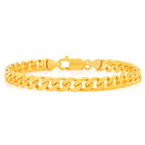 9ct Yellow Solid Gold Heavy Curb Flat Tight Bevelled 21cm Bracelet 250gauge