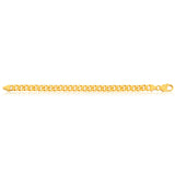 9ct Yellow Solid Gold Heavy Curb Flat Tight Bevelled 21cm Bracelet 250gauge