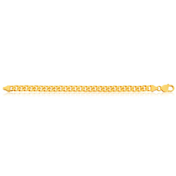 9ct Yellow Solid Gold Heavy Curb Flat Tight Bevelled 21cm Bracelet 250gauge