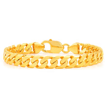 Load image into Gallery viewer, 9ct Yellow Solid Gold Heavy Curb Bevelled 21cm Bracelet 200 Gauge