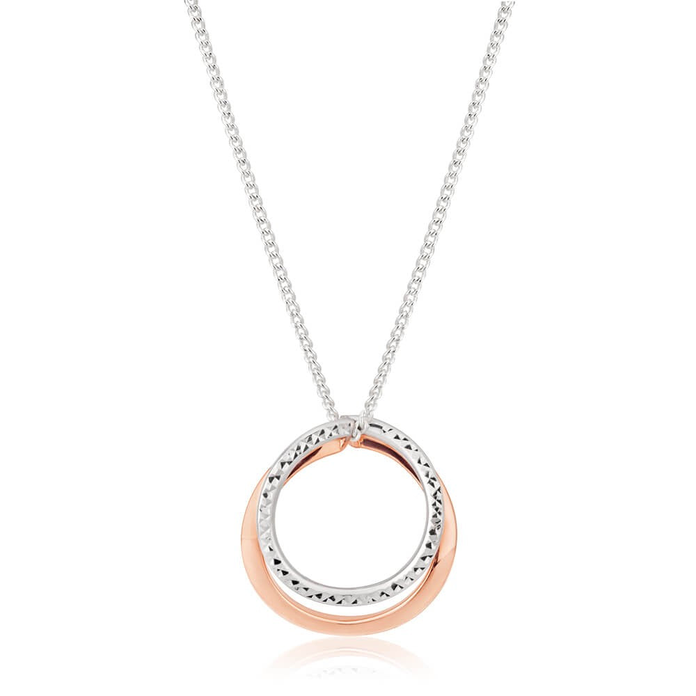 9ct White And Rose Gold 2 Round Curl Pendant