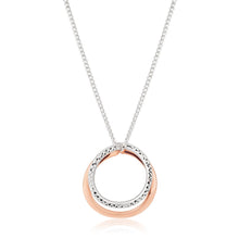 Load image into Gallery viewer, 9ct White And Rose Gold 2 Round Curl Pendant