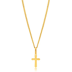 9ct Yellow Gold Plain & Diamond Cut 11mm Cross Pendant