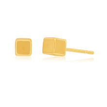 Load image into Gallery viewer, 9ct Yellow Gold 3D Cube 3mm Studs