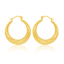 Load image into Gallery viewer, 9ct Yellow Gold 15mm Creole With Diamond Cut Pattern Earrings