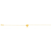 Load image into Gallery viewer, 9ct Yellow Gold Plain Flat Heart Charm on 18cm Bracelet