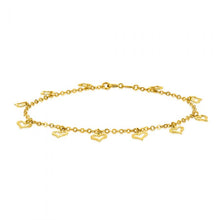 Load image into Gallery viewer, 9ct Yellow Gold Belcher 19 cm Bracelet with 11 diamond Cut Heart Charms