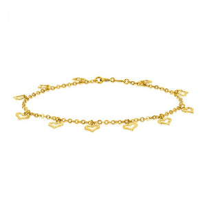 9ct Yellow Gold Dicut Heart Charm Belcher 19cm Bracelet