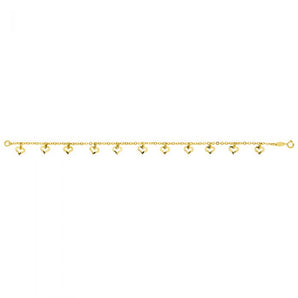 9ct Yellow Gold Dicut Heart Charm Belcher 19cm Bracelet