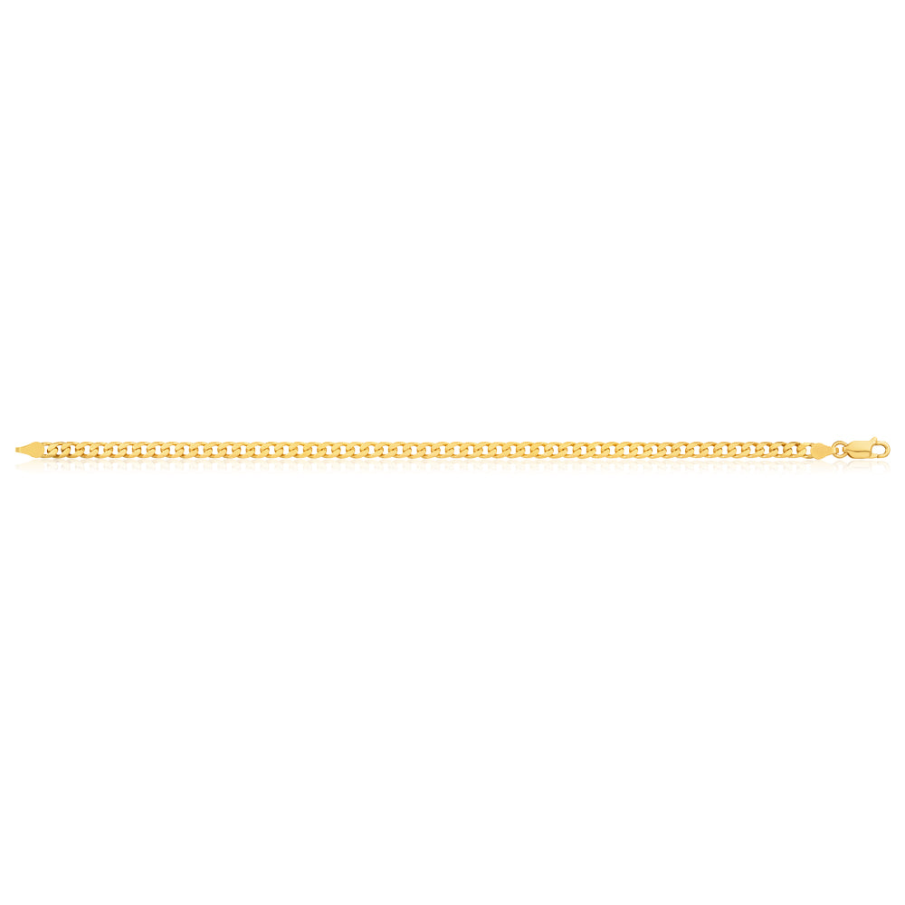 9ct Yellow Gold Flat Bevelled Curb 21cm Bracelet 120gauge