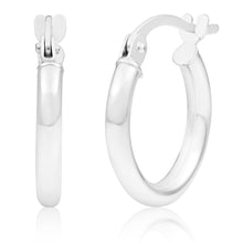 Load image into Gallery viewer, 9ct White Gold Plain 10mm Hoops