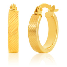 Load image into Gallery viewer, 9ct Yellow Gold dicut feature 10mm Hoops Earrings
