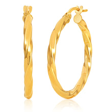 Load image into Gallery viewer, 9ct Yellow Gold twist 20mm Hoops Earrings