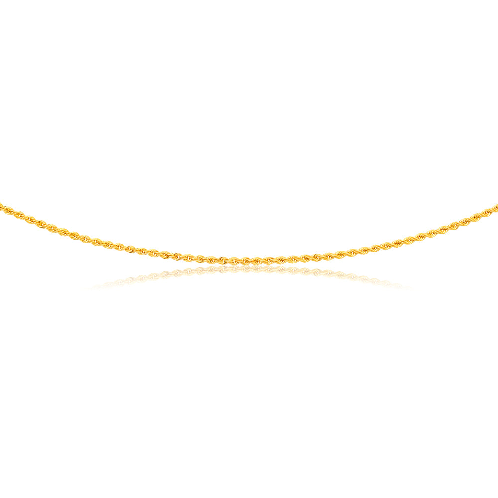 9ct Yellow Gold 45cm Rope Chain 50Gauge