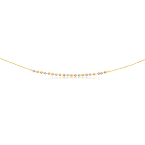 9ct 3-Tone Yellow White Rose Gold Beaded 27cm Anklet