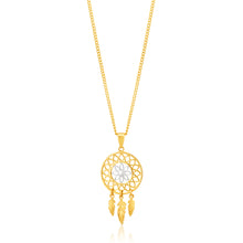Load image into Gallery viewer, 9ct Yellow Gold Feathered Dream Catcher Pendant