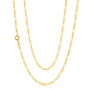 9ct Yellow Gold 3:1 Figaro 45cm Chain 50Gauge