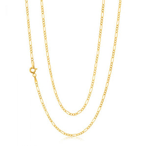 9ct Yellow Gold 3:1 Figaro 50cm Chain 50Gauge 9Y