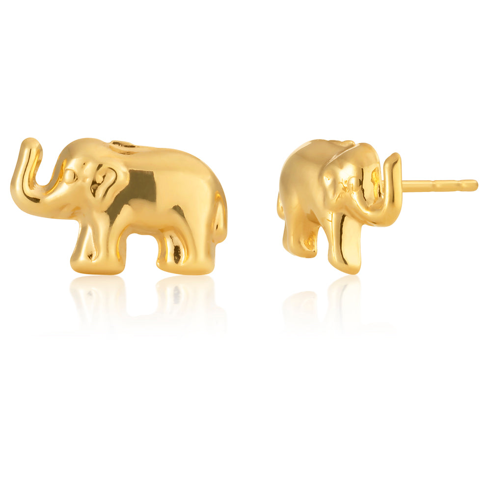 9ct Yellow Gold Elephant Studs