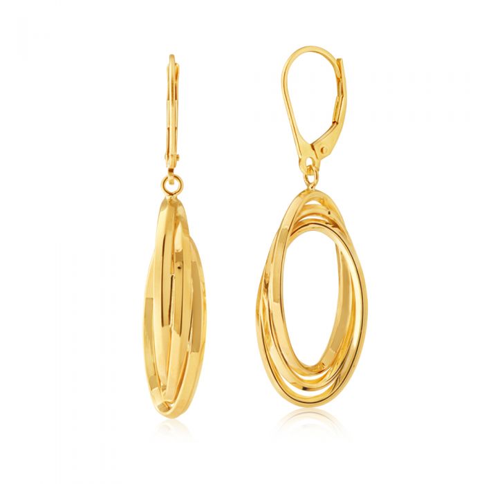 9ct Yellow Gold Triple Oval Lever Back Earrings