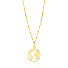 Load image into Gallery viewer, 9ct Yellow Gold World Map Disc Cutout Pendant