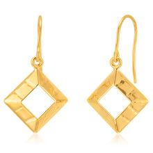 Load image into Gallery viewer, 9ct Yellow Gold Diamond Shape Hook Earrings