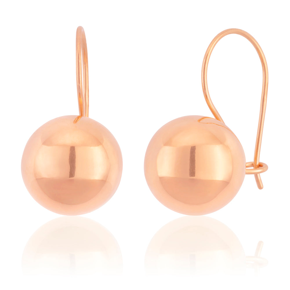 9ct Rose Gold Plain 10mm Ball Earwire Earrings