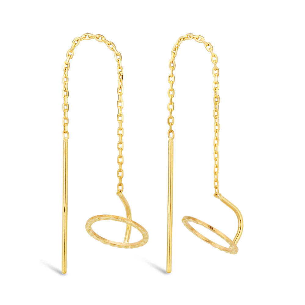 Thread Earring Yellow 9ct Yellow Gold Circle Threader Earrings– Shiels Jewellers