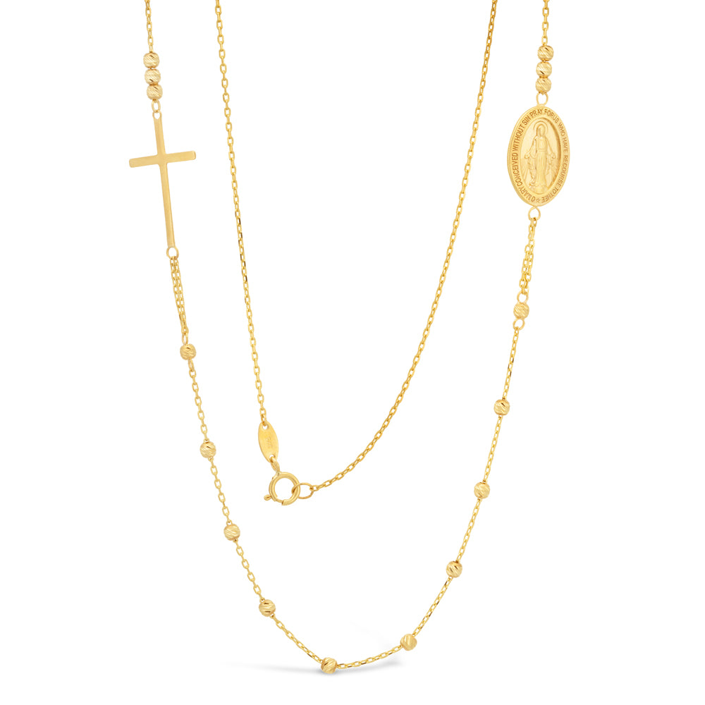 Buy Rosary Necklace 14k Yellow Gold Diamond Cut Beads 30 Inches 5.8 Mm  Online at SO ICY JEWELRY