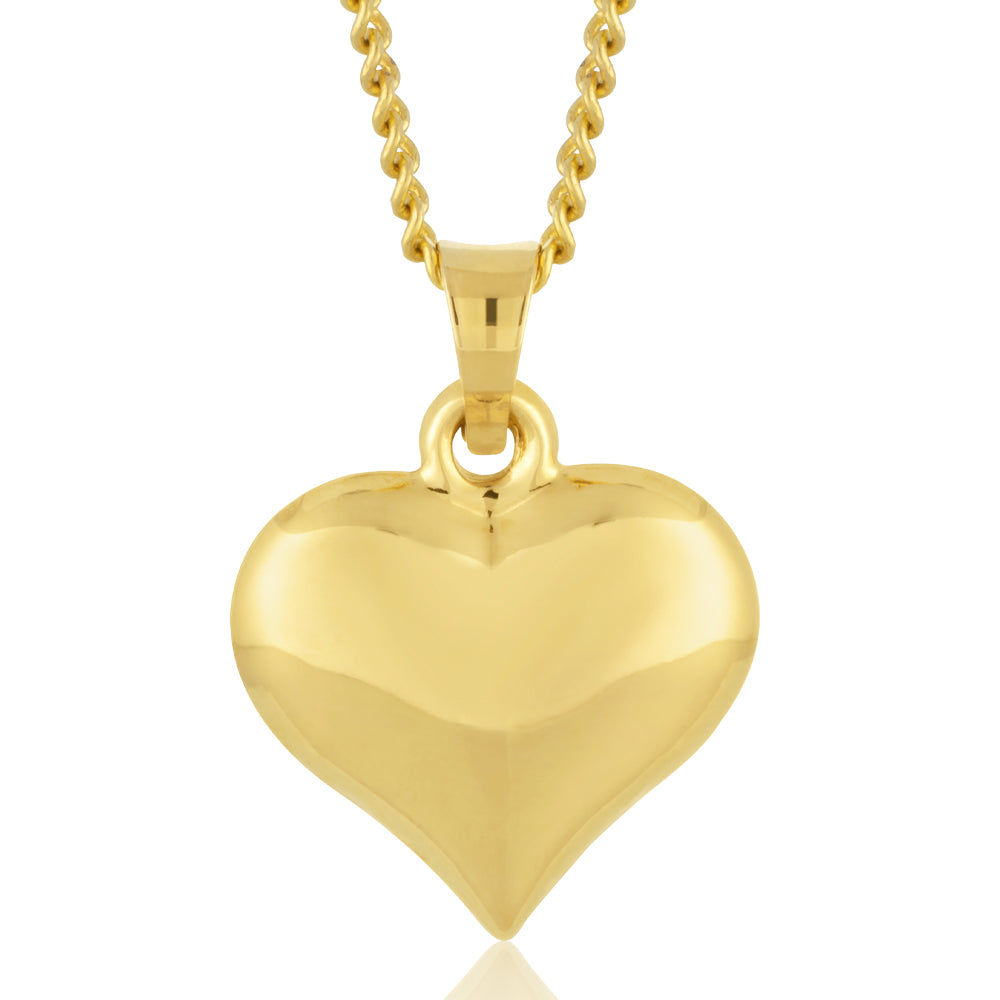 9ct Yellow Gold Small Plain Heart Pendant