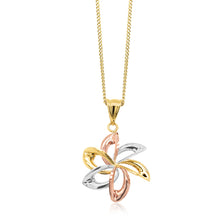 Load image into Gallery viewer, 9ct Three-Tone Gold Flower Cutout Pendant
