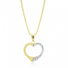 Load image into Gallery viewer, 9ct Two-Tone Gold Diamond Cut Open Heart Pendant