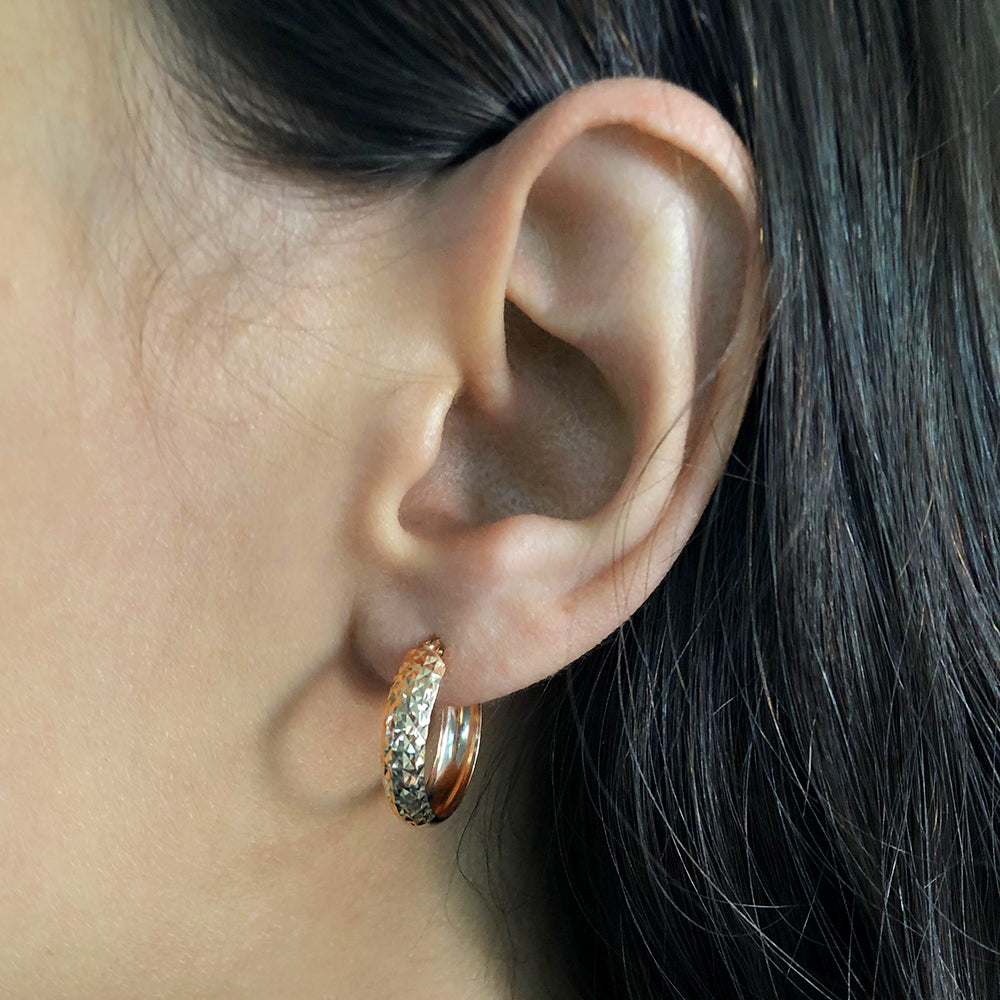 9ct Rose Gold Diamond Cut Hoop Earrings